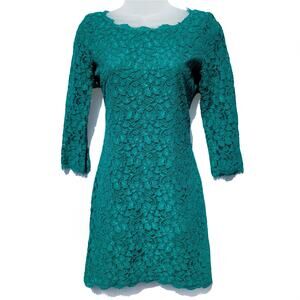 DIANE VON FURSTENBERG Size 2 Lace Cocktail Dress Womens Bodycon Mini Zarita